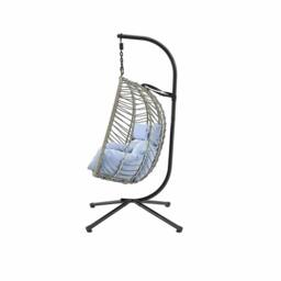 LUXURY LIFE Hanging Egg Chair Floating Garden Seat with Waterproof Cushion in Blue - thumbnail 2