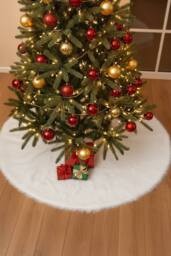 Christmas Decoration Plush Christmas Tree Skirt in White