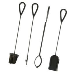 Dibor Contemporary Black Fireside 4pc Freestanding Companion Set 75cm with Coal Bucket & Scoop - thumbnail 3