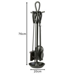 Dibor Contemporary Black Fireside 4pc Freestanding Companion Set 75cm with Coal Bucket & Scoop - thumbnail 6
