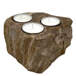 KDMD Petrified Wood Candle Holder - Triple in Brown - thumbnail 3