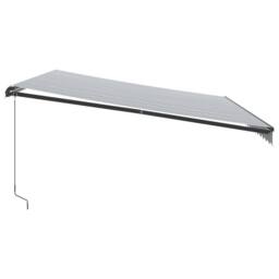 Berkfield Home Manual Retractable Awning with LEDs Anthracite&White 500x300 cm in Black - thumbnail 5