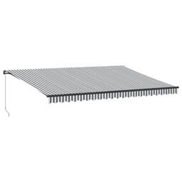Berkfield Home Manual Retractable Awning with LEDs Anthracite&White 500x300 cm in Black - thumbnail 2