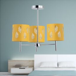 First Choice Lighting Set of 2 Brea - Chrome 3 Light Fittings with Ochre Fern Shades in Silver - thumbnail 4