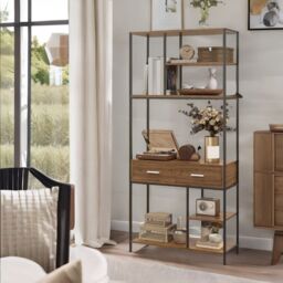 Rafaelo Mobilia Industrial 7 Shelf Bookcase With Drawers in Black - thumbnail 3