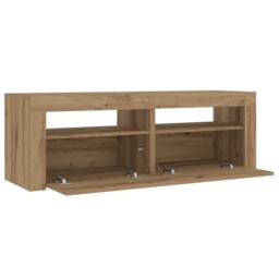 Berkfield Home Bedside Cabinets 2 pcs with LEDs Artisan Oak 60x35x40 cm in Brown - Size: 60 x 35 x 40 cm - thumbnail 8