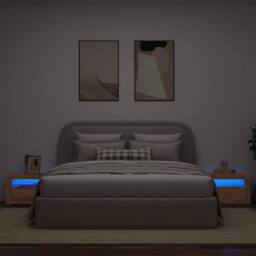 Berkfield Home Bedside Cabinets 2 pcs with LEDs Artisan Oak 60x35x40 cm in Brown - Size: 60 x 35 x 40 cm - thumbnail 5