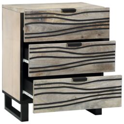 Berkfield Home Bedside Tables with Drawer White & Black 50 x 33 x 60 cm - thumbnail 2