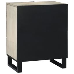Berkfield Home Bedside Tables with Drawer White & Black 50 x 33 x 60 cm - thumbnail 5