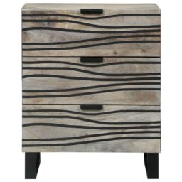 Berkfield Home Bedside Tables with Drawer White & Black 50 x 33 x 60 cm - thumbnail 3