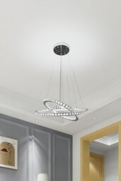 3-Tier Crystal LED Pendant Light in White - thumbnail 2