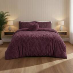 Snug City Super Fluffy Duvet Cover Ultra Soft, Cloud-Like Comfort Snug Sleep in Plum - Size: Single
