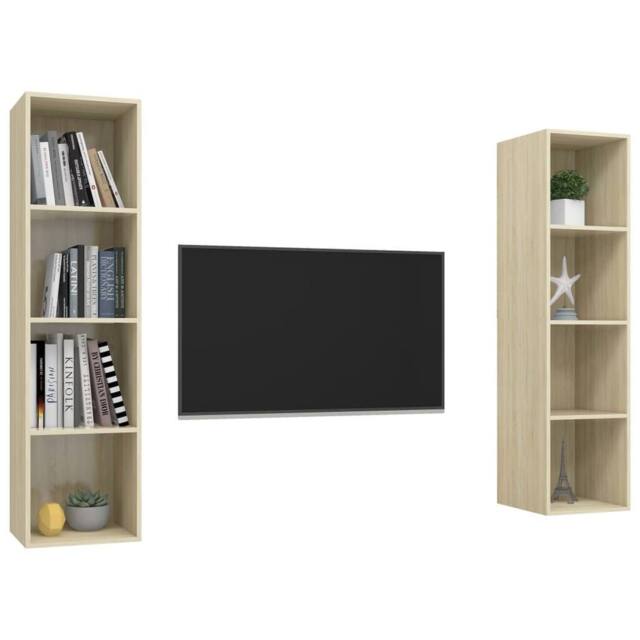 Berkfield Home Practical Wall-mounted TV Cabinets 2 pcs Sonoma Oak Engineered Wood in Light Oak - image 1