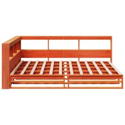 Berkfield Home Bookcase Bed without Mattress Wax Brown 160x200cm Solid Wood Pine - Size: 160x200 cm - thumbnail 6