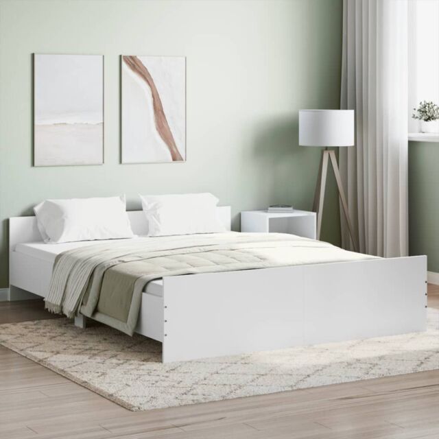 Berkfield Home Bed Frame with Headboard & Footboard White 150x200 cm King Size - image 1