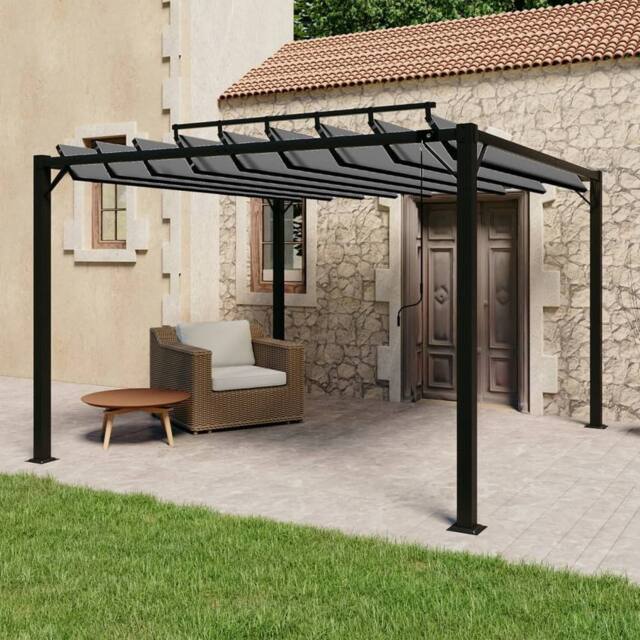 Berkfield Home Gazebo with Louvered Roof 3x3 m Anthracite Fabric & Aluminium in Black - image 1