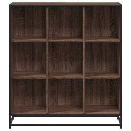 Berkfield Home Bookcase Brown Oak 97.5x33x107.5 cm Engineered Wood & Metal - thumbnail 4