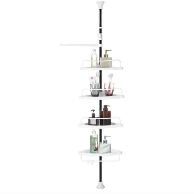 Kelvenix White & Silver Telescopic Corner Shower Shelf for Bathroom - image 1