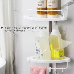 Kelvenix White & Silver Telescopic Corner Shower Shelf for Bathroom - thumbnail 2