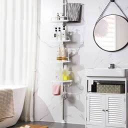 Kelvenix White & Silver Telescopic Corner Shower Shelf for Bathroom - thumbnail 5