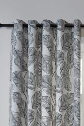 Fusion 'Matteo' 100% Cotton Light Filtering Pair of Eyelet Curtains in Black - Size: 168 cm width x 183 cm drop - thumbnail 2