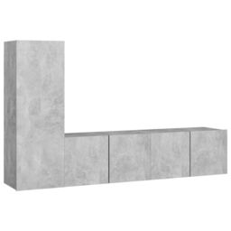 Berkfield Home 3 Piece TV Cabinet Set Concrete Grey Engineered Wood - thumbnail 2