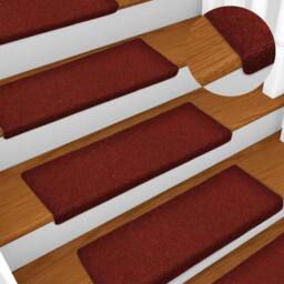 Berkfield Home Stair Mats 15 pcs Needle Punch 65x21x4 cm Red - Size: Medium - thumbnail 4