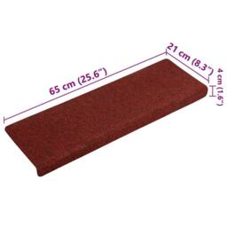 Berkfield Home Stair Mats 15 pcs Needle Punch 65x21x4 cm Red - Size: Medium - thumbnail 7