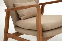 Orsina Mid-Century Beige Chair With Black Wooden Frame, Comfortable Lounge Chair, Winged Back Design Outdoor Chair - thumbnail 5