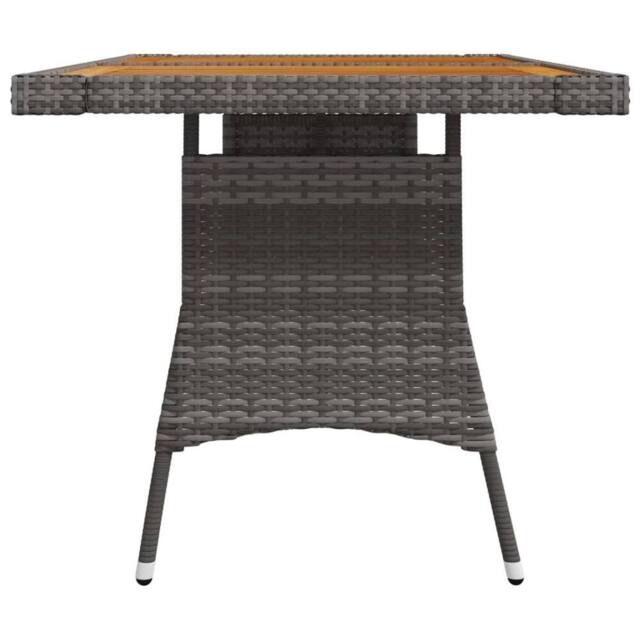 Berkfield Home Garden Table Grey 130x70x72 cm Poly Rattan & Solid Acacia Wood - Size: 130 x 70 x 72 cm - image 1