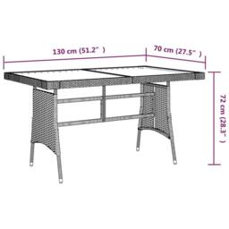 Berkfield Home Garden Table Grey 130x70x72 cm Poly Rattan & Solid Acacia Wood - Size: 130 x 70 x 72 cm - thumbnail 4