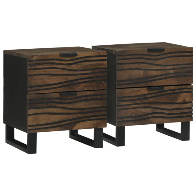 Berkfield Home Bedside Cabinets - 2 Pieces, 40x33.5x46 cm, Made from Solid Mango Wood in Brown - Size: 40x33.5x46 cm - image 1
