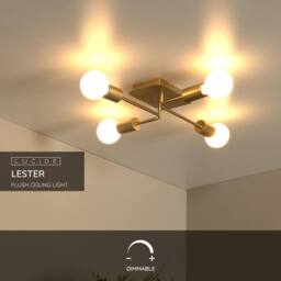 Netlighting Lucide LESTER Flush ceiling light 4xE27 Matt Gold Brass - thumbnail 2