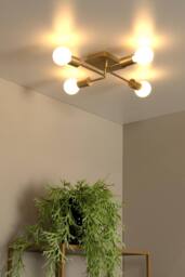 Netlighting Lucide LESTER Flush ceiling light 4xE27 Matt Gold Brass - thumbnail 4