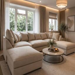 Home & Love Bishop U Shape Cinema Sofa Scatterback Corner Sofa - Haute Cream