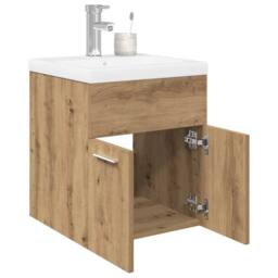 Berkfield Home Sink Cabinet with Built-in Basin & Faucet Artisan Oak in Brown - thumbnail 2
