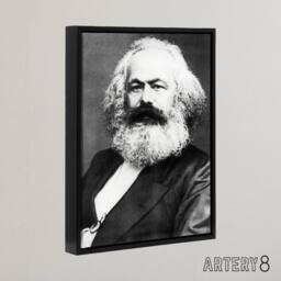 "Artery8 Portrait Photo Political Theorist Karl Marx Framed Canvas Wall Art Print in Grey - Size: W12"" x H16""" - thumbnail 2