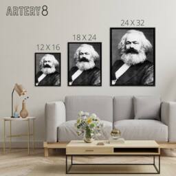 "Artery8 Portrait Photo Political Theorist Karl Marx Framed Canvas Wall Art Print in Grey - Size: W12"" x H16""" - thumbnail 4