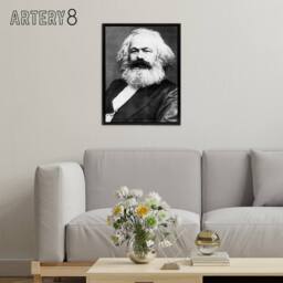 "Artery8 Portrait Photo Political Theorist Karl Marx Framed Canvas Wall Art Print in Grey - Size: W12"" x H16""" - thumbnail 3