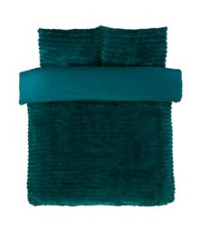 Rapport Home Chunky Ribbed Fur Polyester Soft & Cozy Duvet Cover Set With Pillowcase in Green - Size: Single - thumbnail 2
