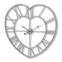Hill Interiors Metal Frame Heart Clock in Silver