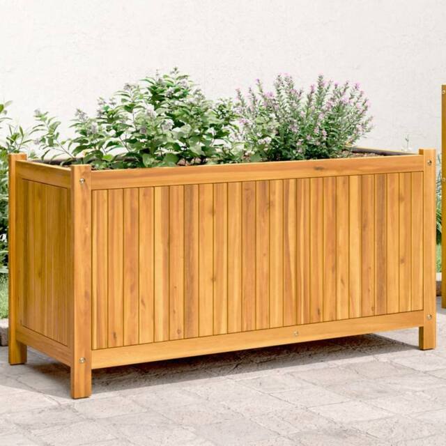 Berkfield Home Garden Planter with Liner 99.5x38x50 cm Solid Wood Acacia in Brown