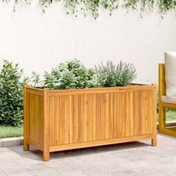 Berkfield Home Garden Planter with Liner 99.5x38x50 cm Solid Wood Acacia in Brown - thumbnail 3