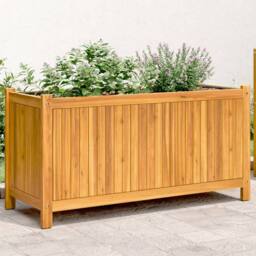 Berkfield Home Garden Planter with Liner 99.5x38x50 cm Solid Wood Acacia in Brown - thumbnail 1