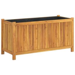 Berkfield Home Garden Planter with Liner 99.5x38x50 cm Solid Wood Acacia in Brown - thumbnail 2