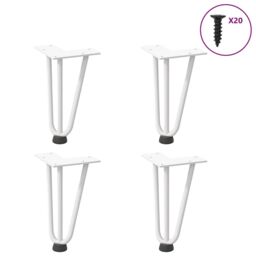 Berkfield Home Hairpin Table Legs 4 pcs White 20 cm Solid Steel