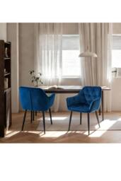Groundlevel Set of 2 Velvet Upholstered Dining Chairs in Navy - thumbnail 2