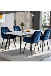Groundlevel Set of 2 Velvet Upholstered Dining Chairs in Navy