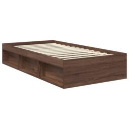 Berkfield Home Bed Frame with Headboard Brown Oak 100 x 200 cm Solid Pine Wood - thumbnail 5