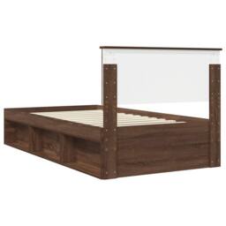 Berkfield Home Bed Frame with Headboard Brown Oak 100 x 200 cm Solid Pine Wood - thumbnail 9